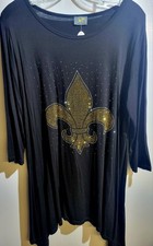 Top Fleur de Lis nero e oro