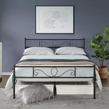 Yaheetech Letto Matrimoniale in Ferro Battuto a Doghe Struttura Letto in Metallo