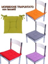 4 Cuscini per Sedia Cucina Coprisedia Imbottiti Laccetti Vari Colori Tinta Unita