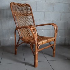 Poltrona Bambù e Rattan Curvato Artigianato Italiano Esposizione Vintage 1960