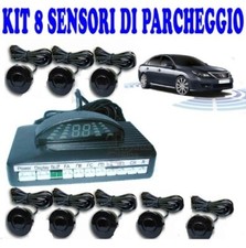 KIT COMPLETO 8 SENSORI DI PARCHEGGIO ANTERIORE E POSTERIORE NERI AUTO FURGONI