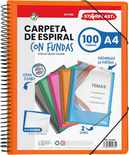 Cartella Buste Spirale Flessibile - 100 Buste Trasparenti, A4, Chiusura Elastica