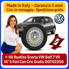 ?Kit Ruotino Scorta VW Golf 7 VII 16” 5 Fori Con Cric Gratis DOT2025 ?