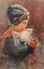 Cartolina Pubblicitaria  -  Ritratto di Bimba  -  di Angelo Landi