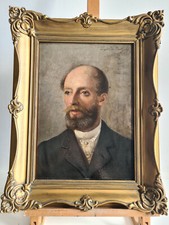 quadro ritratto olio su cartone della fine dell'800 firmato e datato