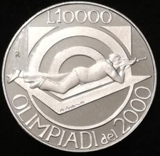 SAN MARINO - 10000 LIRE 1999 - FDC PROOF - MONETA D'ARGENTO - OLIMPIADI DEL 2000