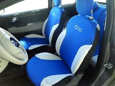 Fodere Foderine Coprisedili auto azzurre bianche su misura FIAT 500 07> ANT+POST