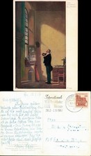 Cartolina cartolina artistica pittore Carl Spitzweg: Der Schreiber 1967