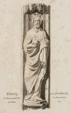 A. REINDEL (1784-1853), Clodwig I, fontana di Norimberga, acquaforte romantica