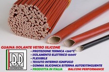 TUBO GUAINA ISOLANTE VETRO SILICONE ALTE TEMPERATURE PROTEZIONE kV 2,5 260° C