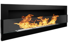 Caminetto camino bioetanolo biocamino da incasso 1200x400mm nero opaco con vetro
