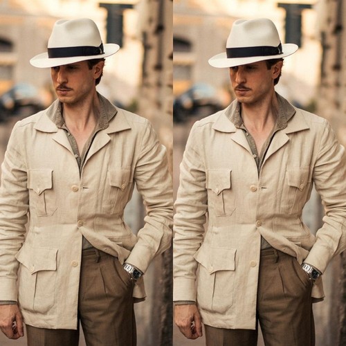 Giacche safari uomo lino - uomo,