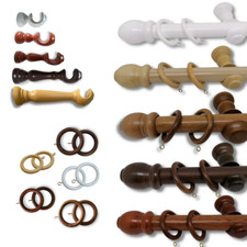 Bastone tenda Legno ∅ 35 mm Camera da Letto Soggiorno Cucina -Accessori inclusi