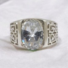 Moissanite pietra preziosa taglio ovale con anello in argento sterling 925 da uomo #A15