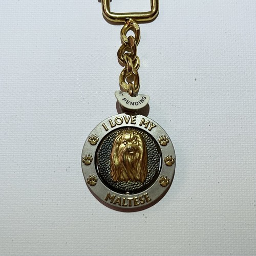 Maltese dog gold keyring - dog,