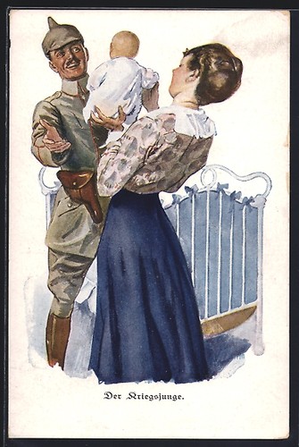 Cartolina artista soldato - cartolina, d'artista