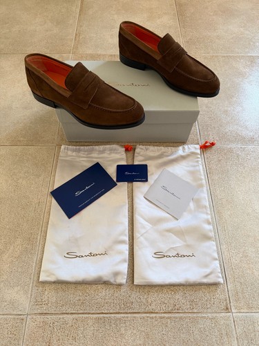 Santoni suede penny brown - suede,