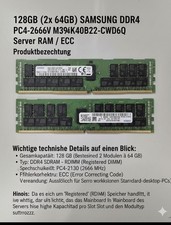 128 GB SAMSUNG DDR4 PC4-2666V
