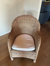Poltrona in rattan con cuscino sedia intrecciata comoda per salotto veranda