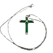 Collana popcorn croce di giada