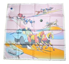 Foulard Hermes Space Derby 90 Cm Seta Rosa Carre Corse Di Cavalli 35"