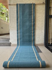 Tappeto runner lana blu teal