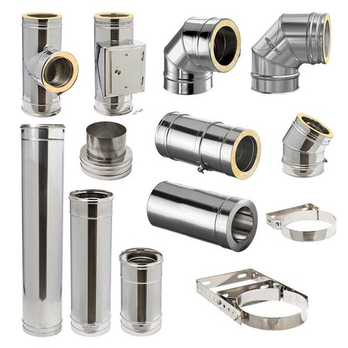 Tubo stufa acciaio - inox, doppia