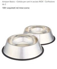 Ciotole 10 (cani gatti) acciaio inox inossidabile gomma antiscivolo 900 ml 25cm