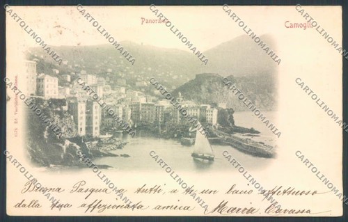 Genova camogli barca cartolina - camogli,