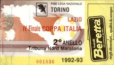 Biglietto stadio Torino-Lazio IV Finale Coppa Italia 1992-93 n 001836