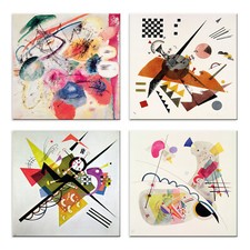 Quadri Kandinsky 4 Pezzi Stampa su Tela con Telaio in Legno Arredamento Arte