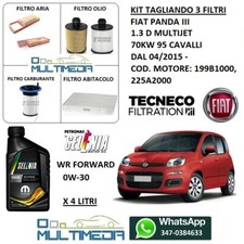 TAGLIANDO 4 FILTRI OLIO MOTORE SELENIA FIAT PANDA III 1.3 MULTIJET 70KW 95 CV