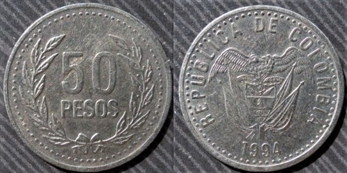 Colombia 50 pesos - colombia, 1994