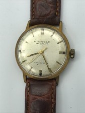 Armbanduhr KIENZLE MARKANT Waterproof-Handaufzug-Ø33mm-Goldfarben-LÄUFT!