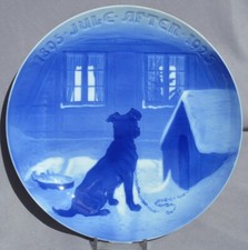 BING & GRONDAHL 1895 - 1925 Piatto Giubileo di Natale B&G cane finestra esterna