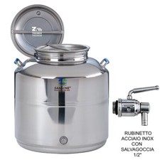  FUSTO BIDONE OLIO SANSONE SALDATO EUROPA 30 Lt. CON RUBINETTO INOX SALVAGOCCE