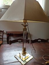 Lampada a colonna in plexiglass/ottone vintage