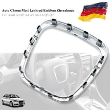 Per Audi A3 8P A4 A5 A6 C6 Q5 Q7 cromo opaco volante emblema telaio decorativo/