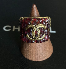 Anello CHANEL logo CC tono oro strass stile antico US6 con scatola 00A quasi come nuovo