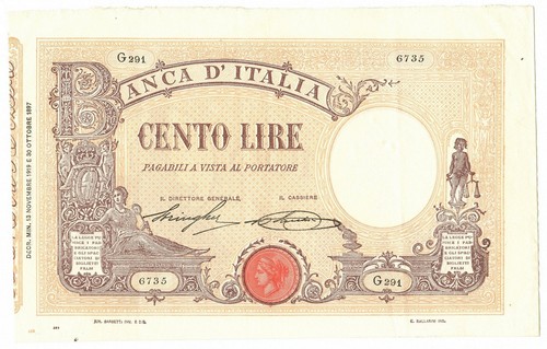100 lire barbetti - lire, grande
