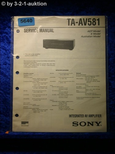 Sony service manual av581 - service,