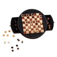 SCACCHIERA MAGNETICA IN LEGNO RIVESTITA IN PELLE DAL NEGRO