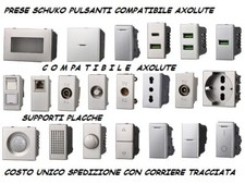 BTICINO Compatibile AXOLUTE GRIGIO Frutti Presa Schuko deviatore pulsante placca