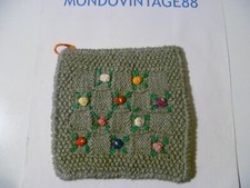 PRESINA VINTAGE ANNI 60 FATTA A MANO ALL'UNCINETTO COTONE 13 X 13 CM TRATTORIA