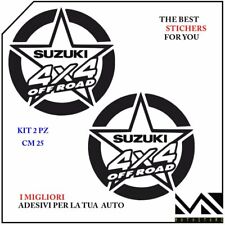 2 ADESIVI cm 25 STELLA stickers SCRITTA SUZUKI 4X4 OFFROAD COLORE NERO