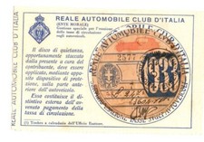 BOLLO DI CIRCOLAZIONE AUTO 1933 TARGA VENEZIA TASSA  AUTOMOBILISTICA ORIGINALE