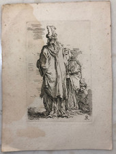 Salvator Rosa Antica Originale Incisione Acquaforte Uomo di spalle