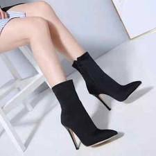 stivali stivaletti stiletto 12 cm nero liscio eleganti pelle sintetica 1597