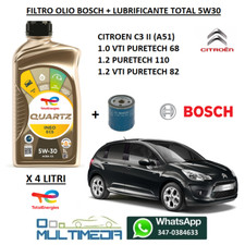 FILTRO OLIO BOSCH TOTAL 5W30 CITROEN C3 II 1.0 1.2 PURETECH 1.2 VTI 68 82 110 CV