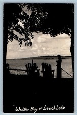 Walker Minnesota Postcard RPPC Photo Walker Bay On Leech Lake 1949 Vintage